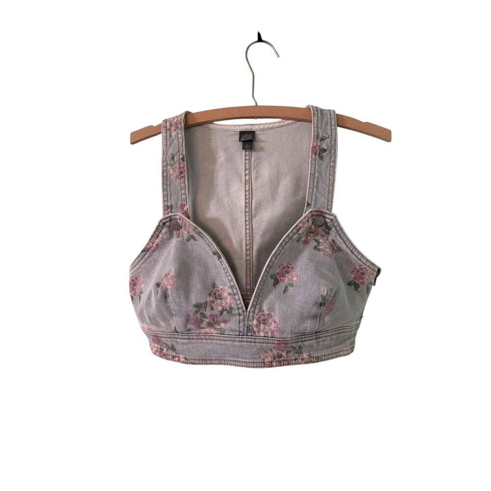 New with Tag, Denim Crop Top Size Small Side Zipper